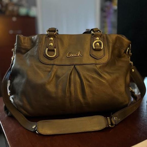 Coach Handbags - 🚨⬇️HUGE PD⬇️🚨COACH Ashley Metallic Brown Leather Carryall Handbag No F15513